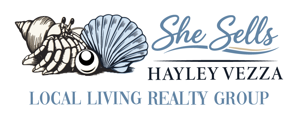 She Sells Hayley Veza Local Living Realty Group logo with seashell and hermit crab