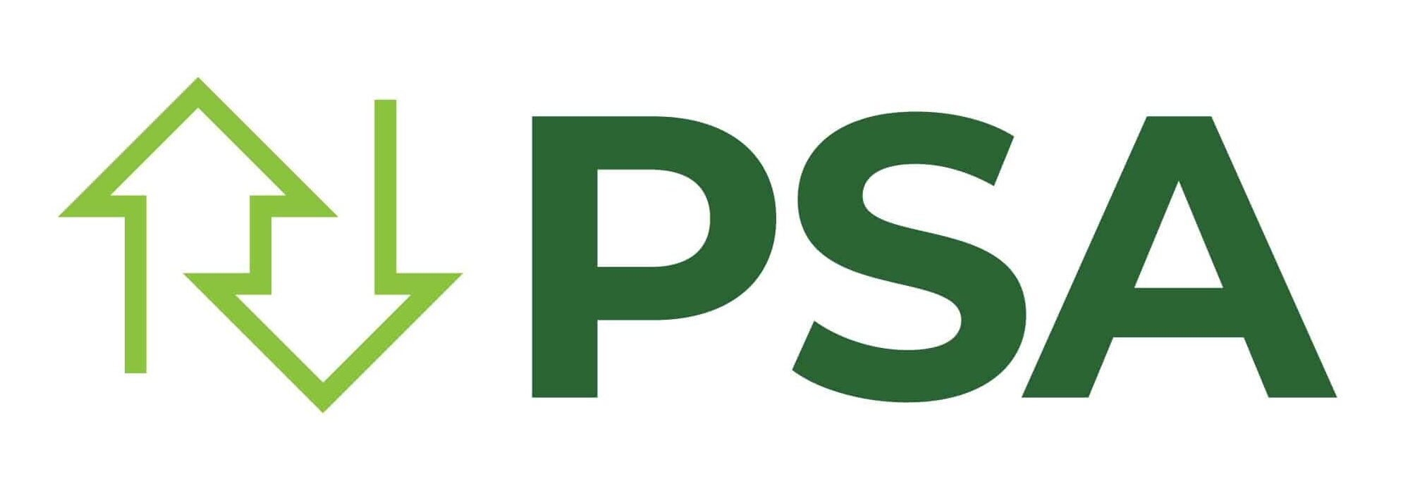 PSA logo with green house and arrows, representing local living real estate